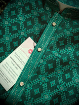 Green Color Soft Satin Silk Kurta with Zari Butti Weave - Kaash