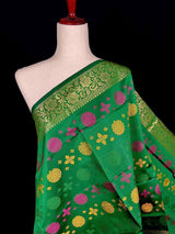 Green Soft Silk Meenakari Chakras dupatta in banarasi silk (non-pure) with multi-color meenakari chakras — Kaash Collection