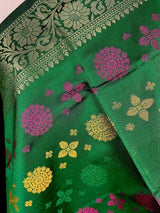 Green Soft Silk Meenakari Chakras dupatta in banarasi silk (non-pure) with multi-color meenakari chakras — Kaash Collection