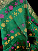 Green Color Soft Silk Dupatta with Multi-Color Meenakari Work | Soft Silk Dupatta | Stole | Benarasi Dupatta | Gift For Her - Kaash