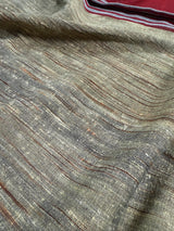 Grey and Maroon Linen Double Tone Saree with Ghicha Pallu | Bengal Sarees - Kaash