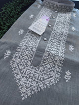 Grey Color 100 Percent Premium Cotton Kurta with Pajama - Kaash