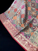 Grey Color Pure Banarasi Cotton Saree with Meenakari Resham Weave - Kaash