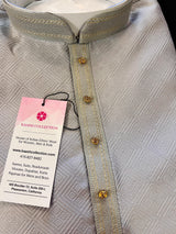 Grey Soft Silk Men Kurta Pajama with Self Design material | Men Ethnic Wear | Wedding Kurta for Men | Grey Color Kurta | Kurta Store in USA - Kaash