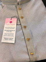 Grey Soft Silk Men Kurta Pajama with Self Design material | Men Ethnic Wear | Wedding Kurta for Men | Grey Color Kurta | Kurta Store in USA - Kaash