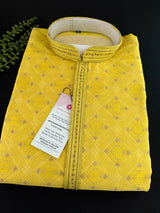 Haldi Yellow Kurta Pajama Set for Men - Kaash