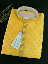 Haldi Yellow Kurta Pajama Set for Men - Kaash
