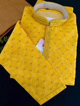 Haldi Yellow Kurta Pajama Set for Men - Kaash