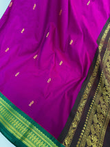 Purple & Green Venkatagiri saree in venkatagiri cotton silk with venkatagiri handloom cotton silk — Kaash Collection