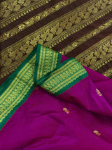 Purple & Green Venkatagiri saree in venkatagiri cotton silk with venkatagiri handloom cotton silk — Kaash Collection