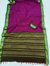 Purple & Green Venkatagiri saree in venkatagiri cotton silk with venkatagiri handloom cotton silk — Kaash Collection