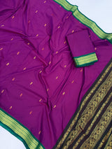 Purple & Green Venkatagiri saree in venkatagiri cotton silk with venkatagiri handloom cotton silk — Kaash Collection