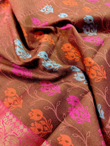 Handmade Deep Peach Color Banarasi Atlifi Saree with Antique Zari Weave Work - Kaash