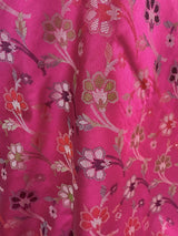 Deep Pink with Cream Pallu Banarasi saree in soft silk with meenakari floral jaal with resham zari — Kaash Collection