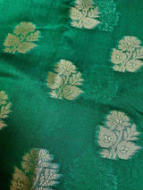 Handmade Green Color Soft Banarasi Silk Saree with Gold Zari Weave - Banarasi Sarees - Gift for Her - Kaash