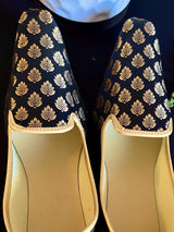 Handmade Mens Wedding Shoes in Black Color | Mens Shoes for Kurtas | Traditional Mojari Shoes | Indian Ethnic Wedding Footwear for Men - Kaash