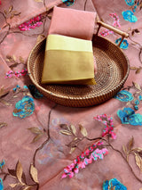 Onion Pink Kora with Mehendi Border saree in banarasi kora organza silk with floral jaal embroidery with mehendi border — Kaash Collection