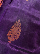 Handmade Pine Green Color Saree in Linen blend with Cotton Silk Handloom Saree with Copper Zari Weave - Kaash