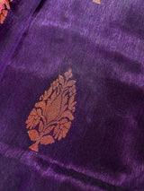 Handmade Pine Green Color Saree in Linen blend with Cotton Silk Handloom Saree with Copper Zari Weave - Kaash