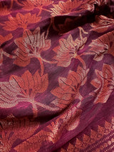 Handmade Pine Green Color Saree in Linen blend with Cotton Silk Handloom Saree with Copper Zari Weave - Kaash