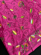 Pink hand Kantha stitch saree on Bangalori silk — Kaash Collection