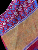 Pink Organza Muslin Tantuja Jamdani saree in organza muslin tantuja with intricate tantuja jamdani weave — Kaash Collection