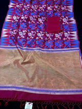 Pink Organza Muslin Tantuja Jamdani saree in organza muslin tantuja with intricate tantuja jamdani weave — Kaash Collection