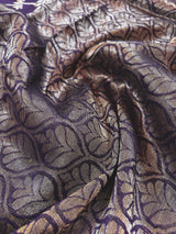 Handmade Purple Color Linen Jamdani Saree with Muted Gold Zari Weave - Kaash