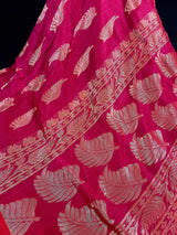 Rani Pink Linen Cotton Silk saree in linen blend cotton silk with zari weaving with meenakari work — Kaash Collection