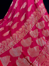 Handmade Rani Pink Color Linen blend with Cotton Silk Handloom Saree with Zari Weave - Kaash