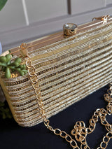 Handmade Sequin Gold Clutch Bag | Gold Sequin Work Clutch Purse | Party Clutch Sling | Wedding Purse in Gold| Wedding Gift - Kaash