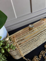 Handmade Sequin Gold Clutch Bag | Gold Sequin Work Clutch Purse | Party Clutch Sling | Wedding Purse in Gold| Wedding Gift - Kaash