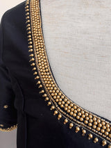 Handwork Designer Black Readymade Blouse with Gold Zari - Kaash