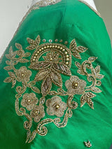 Handwork Designer Green Color Readymade Blouse with Gold Zari - Kaash