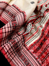 Handwoven Ivory and Red Color Pure Bengal Soft Cotton Saree - Kaash