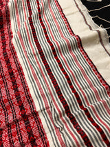 Handwoven Ivory and Red Color Pure Bengal Soft Cotton Saree - Kaash