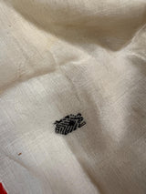 Handwoven Ivory and Red Color Pure Bengal Soft Cotton Saree - Kaash