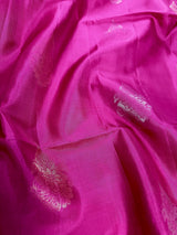 Hot Pink and Mango Yellow Pure Soft Kanjivaram Silk Saree - Peacock Motifs - Heirloom Kanchipuram Pure Silk - SILK MARK CERTIFIED - Kaash