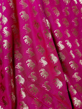 Hot Pink Color Banarasi Silk Shikargarh Saree with Gold Zari Weave - Kaash