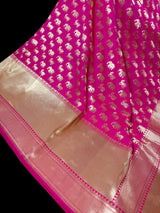 Hot Pink Color Banarasi Silk Shikargarh Saree with Gold Zari Weave - Kaash