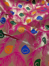 Hot Pink Color Morpankh Saree Traditional Banarasi Silk Handloom Saree with Gold Zari Weave - Kaash