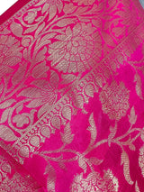 Hot Pink Semi Silk Floral Jaal dupatta in semi silk (non-pure) with floral jaal with gold zari — Kaash Collection
