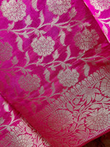 Hot Pink Semi Silk Floral Jaal dupatta in semi silk (non-pure) with floral jaal with gold zari — Kaash Collection