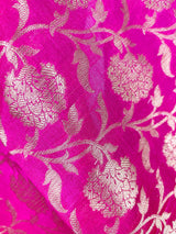 Hot Pink Semi Silk floral Jaal Dupatta with Gold Zari Weaving | Indian Dupatta | Chunri | Stole | Scarf | Gift For Her | Dupatta for Lehenga - Kaash