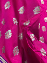 Hot Pink with Purple and Green color combination Traditional Border Banarasi Handloom Soft Silk Saree | Silk Sarees - Kaash