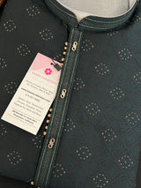 Hunter Green Color Indian kurta for Men | Embossed Embroidery Zari | Sherwani Style Kurta | Indian Wedding Kurta | Bottle Green Mens Kurta - Kaash