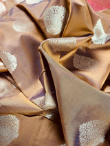 Mud Gold Banarasi Semi Katan Silk Saree | Meenakari Work | Handloom Saree | Zari Weaving