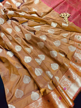 Mud Gold Banarasi Semi Katan Silk Saree | Meenakari Work | Handloom Saree | Zari Weaving