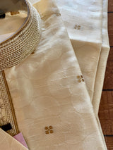 Cream Color Men Kurta Pajama Set with Embroidery work on neckline | Soft Silk Material | Indian Men Clothing USA | Kaash Collection