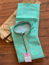 Designer Sea Green Soft Raw Silk Men Kurta Pajama Set with Zari Embroidery design | Peach Color Kurta